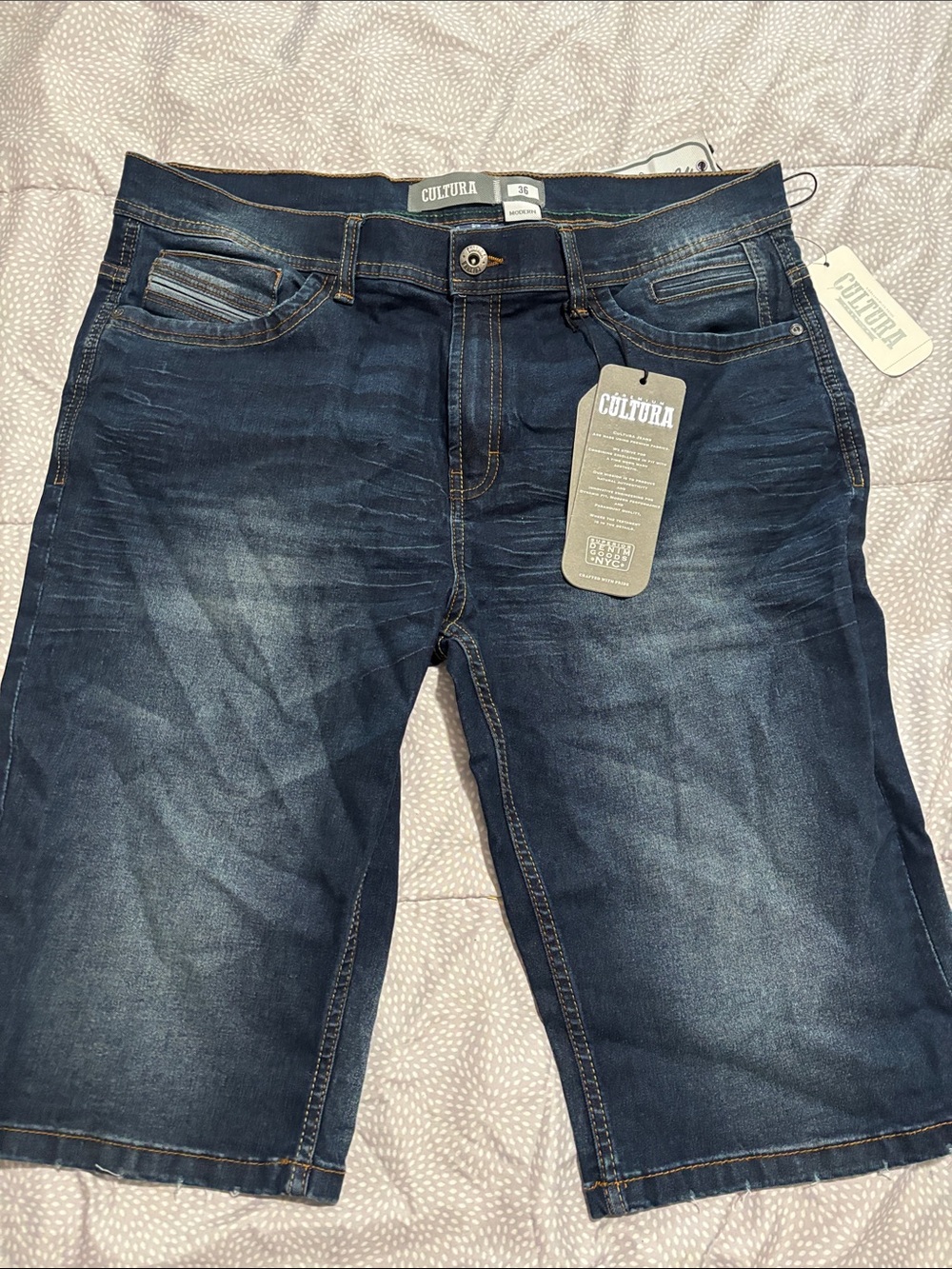 Cultura Men’s Dark Blue Relaxed Jeans Shorts